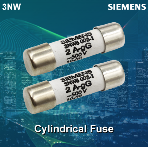 Siemens : 3NW60021 ( 2A , Cylindrical Fuse, Size 10 x 38 , Breaking capacity of 100kA )