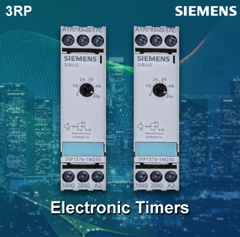 Siemens : 3RP1576-1NQ308K ( 3 – 60 sec Star-Delta 1NO inst & 1NO delayed Electronic timers )